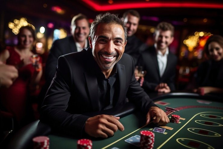 Tampilan layar aplikasi amartoto menampilkan meja Casino Hold'em dengan kontrol taruhan